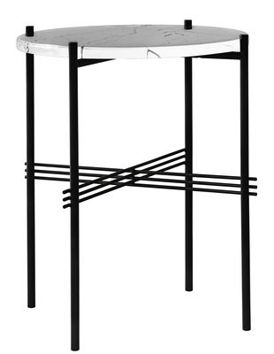 Gubi - Gamfratesi TS Coffee table - / Ø 40 cm - H 51 cm - Marble. White,Black