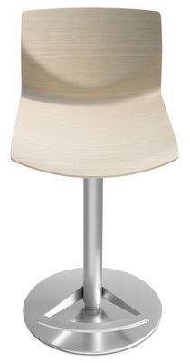 Lapalma Kai Adjustable bar stool - Pivoting wood seat. White oak