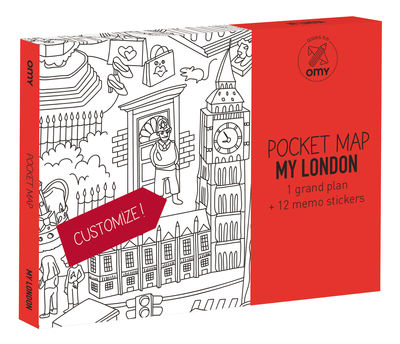 OMY Design & Play Pocket Map Notepad - London. White,Black