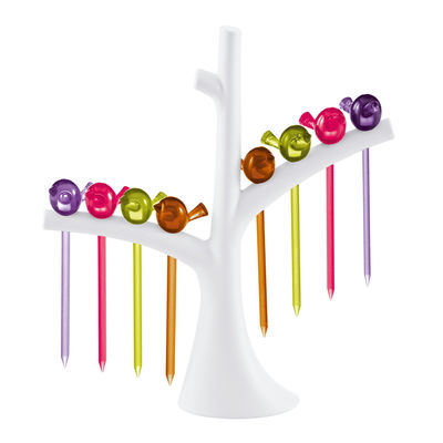 Koziol PI:P Appetisers skewers - For cocktail snacks / Set of 8 skewers + tree-stand. White,Multicou