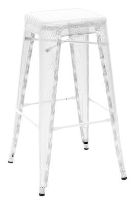 Tolix H Perforé Bar stool - H 75 cm - Glossy color. White