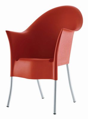 Driade Lord Yo Stackable armchair - Plastic & metal legs. Red
