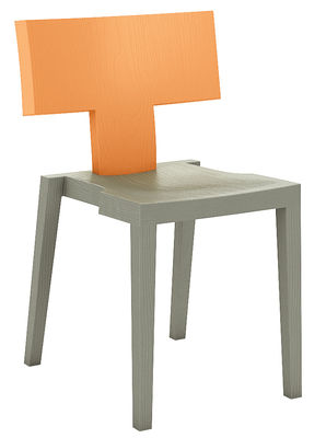 TOG Joa Sekoya Stackable chair - T / Plastic with wood effect. Orange,Grey-green