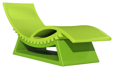 Slide TicTac Reclining chair - with coffee table - Lacquered version. Laquered green