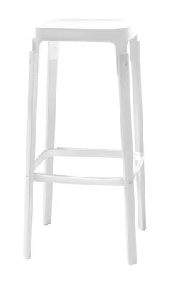 Magis Steelwood Bar stool - Wood & metal - H 78 cm. White