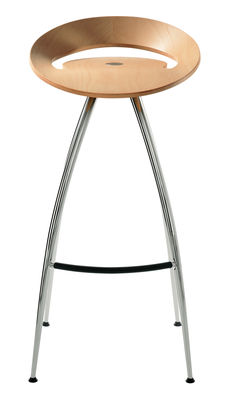Magis Lyra Bar stool - Wood seat H 79 cm. Chromed