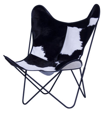 AA-New Design AA Butterfly Armchair - Leather / Black structure. White,Black