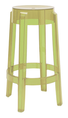 Kartell Charles Ghost Bar stool - H 65 cm - Plastic. Green