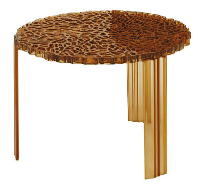 Kartell T-Table Medio Coffee table - H 36 cm. Transparent amber