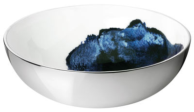 Stelton Stockholm Aquatic Salade bowl - Ø 30 x H 10 cm. White,Blue,Polished metal