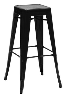 Tolix H Bar stool - H 75 cm - Glossy color. Black