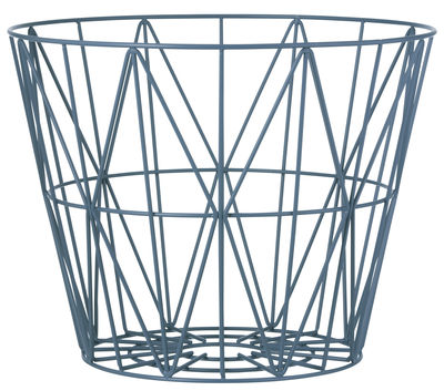 Ferm Living Wire Large Basket - Ø 60 x H 45 cm. Petrol blue