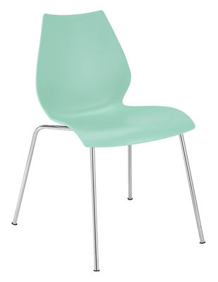 Kartell Maui Stackable chair - Plastic seat & metal legs. Water green