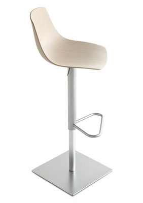 Lapalma Miunn Adjustable bar stool - Pivoting wood seat. White oak