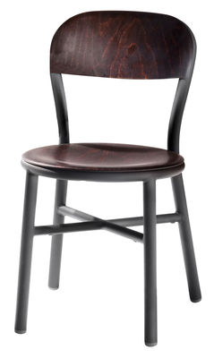 Magis Pipe Stackable chair - Wood & metal. Black,Dark beechwood