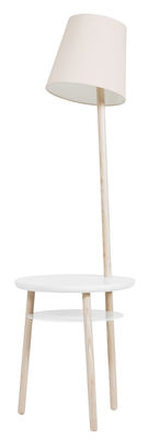 Hartô Josette Floor lamp - Ø 45 x H 52 cm. White,Natural wood,Lin colour