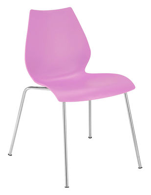 Kartell Maui Stackable chair - Plastic seat & metal legs. Fuschia