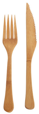 House Doctor Cutlery - / Bamboo - Disposable knive + fork set of 12. Natural bamboo