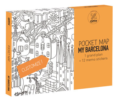 OMY Design & Play Pocket Map Notepad - Barcelona. White,Black