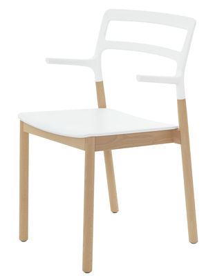 De Padova Florinda Stackable armchair - Wood & plastic. White