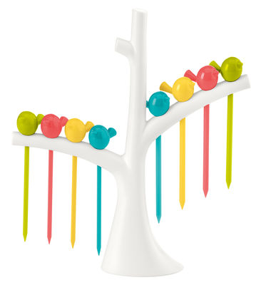 Koziol PI:P Appetisers skewers - For cocktail snacks / Set of 8 skewers + tree-stand. White,Yellow,T