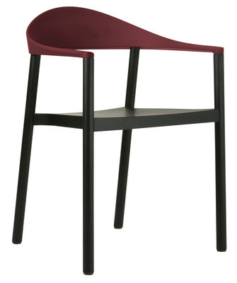 Plank Monza Stackable armchair - Plastic & painted wood. Black,Burgundy