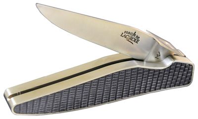 Forge de Laguiole Le Samouraï Folding knife - Alain Delon - Design Ora-Ito - Leather handle. Satin s
