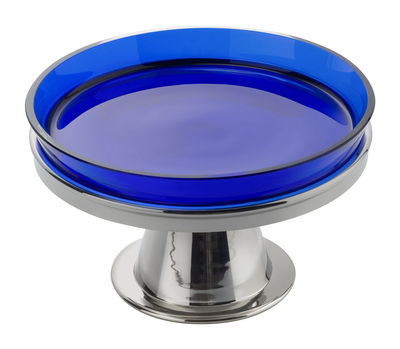 Serafino Zani Offerta Tuareg Presentation dish - Stainless steel centre-piece with glass plate. Blue
