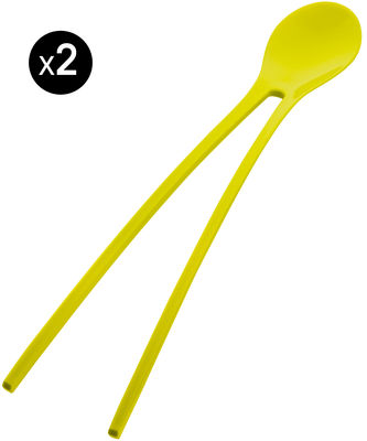 Koziol Twinny Spoon - Tong - Set of 5. Opaque mustard green