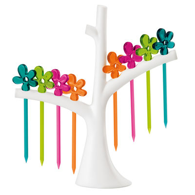 Koziol A-Pril Appetisers skewers - For appetisers - Set of 8 with tree stand. White,Blue,Pink,Orange