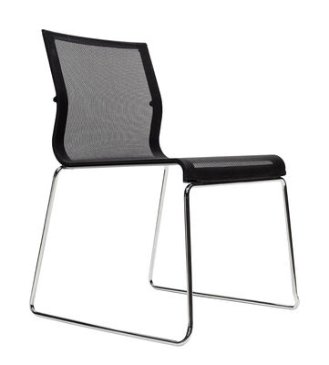 ICF Stick Chair Stackable chair - Fabric seat. Black,Glossy metal