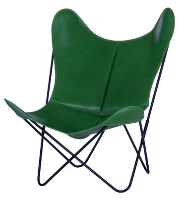 AA-New Design AA Butterfly Armchair - Leather / Black structure. Green