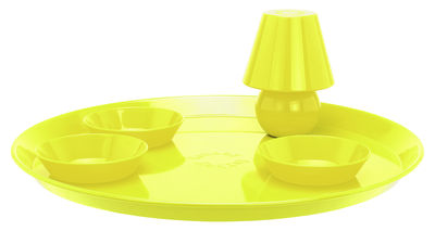 Fatboy Snacklight Tray - Ø 55 cm / With wireless lamp and 3 bowls. Yellow