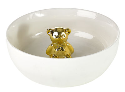 Pols Potten Gold bear Bowl - With little bear. White,Gold