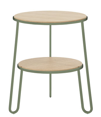 Hartô Anatole Small table - Ø 40 x H 50 cm. Natural wood,Green-Grey