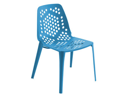 Emu Pattern Stackable chair - Metal. Azur blue