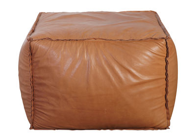 House Doctor Soft Brick Pouf - / Real leather - 60 x 60 cm. Brown