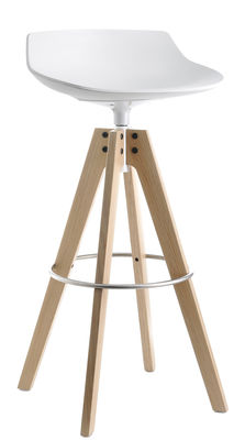 MDF Italia Flow Bar stool - H 78 cm - Oak legs. White,Oak
