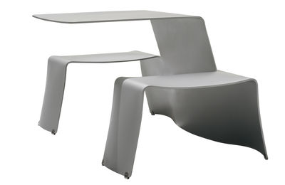 Extremis Picnik Set table & benches - With benches. Light grey