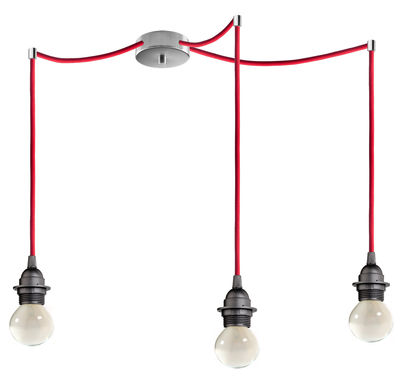 Sotto Luce Bi Kage Triple Pendant - Triple - With lampholder. Red,Black,Stainless steel