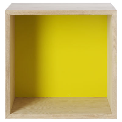 Muuto Stacked Shelf - Medium - Square 43x43 cm / With coloured backboard. Yellow,Ash