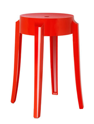Kartell Charles Ghost Stackable stool - H 46 cm. Opaque red