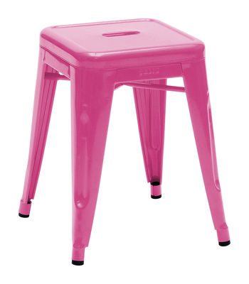 Tolix H Stool - Lacquered steel - H 45 cm. Pink