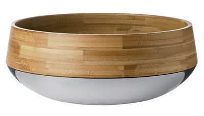 Stelton Kontra Salade bowl - Salad bowl. Bamboo,Glossy metal