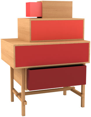 Valsecchi 1918 Terrazza Chest of drawers. Red,Natural wood