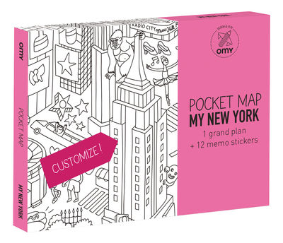 OMY Design & Play Pocket Map Notepad - New York. White,Black