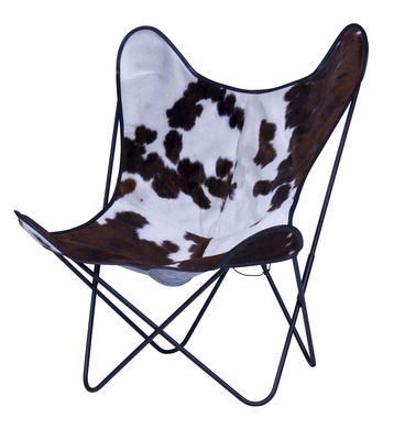 AA-New Design AA Butterfly Armchair - Leather / Black structure. White,Brown