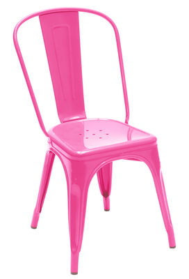 Tolix A Stackable chair - Steel - Shinny colour. Pink