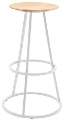 Hartô Grand Gustave Bar stool - H 77 cm - Wood & metal. Light grey