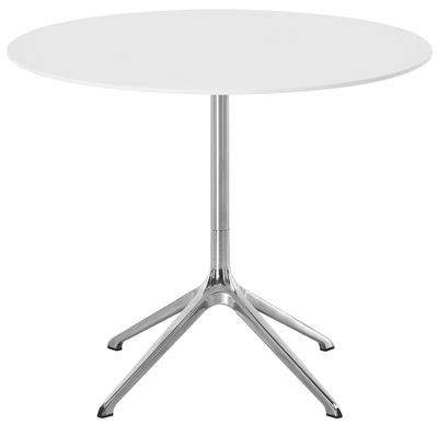 Made in design Editions by DESIGNFIT Elfin Indoor Table - Ø 90 cm. White,Polished aluminium